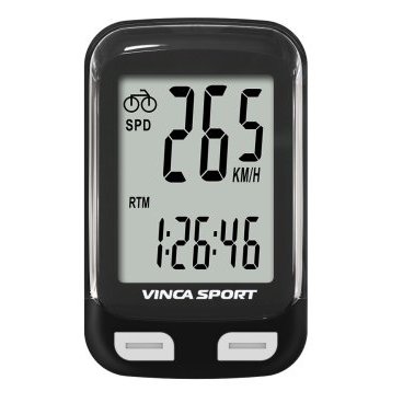 Велокомпьютер беспроводной, 12 функций, черный с белым, инд.уп. Vinca Sport V-3600 black/white Велокомпьютер беспроводной, 12 функций, черный с белым, инд.уп. Vinca Sport V-3600 black/whiteВелокомпьютеры<br>Велокомпьютер беспроводной, 12 функций: <br>ODO, часы, секундомер, функция Scan, время движения, средняя скорость, текущая скорость, максимальная скорость, пройденное расстояние, автоматическое вкл.\выкл.,<br>kmH\mpH системы измерения, включение\выключение подсветки<br>Цвет: черный с белым <br>Индивидуальная упаковка Vinca Sport <br>Артикул: V-3600 black/white<br>