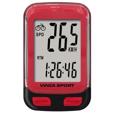 Велокомпьютер проводной, 12 функций, красный, инд.уп. Vinca Sport V-3500 red Велокомпьютер проводной, 12 функций, красный, инд.уп. Vinca Sport V-3500 redВелокомпьютеры<br>Велокомпьютер проводной, 12 функций:<br>ODO, часы, секундомер, функция Scan, время движения, средняя скорость, текущая скорость, максимальная скорость, пройденное расстояние, автоматическое вкл.\выкл.,<br>kmH\mpH системы измерения, включение\выключение подсветки<br>Цвет: красный <br>Индивидуальная упаковка Vinca Sport <br>Артикул: V-3500 red<br>