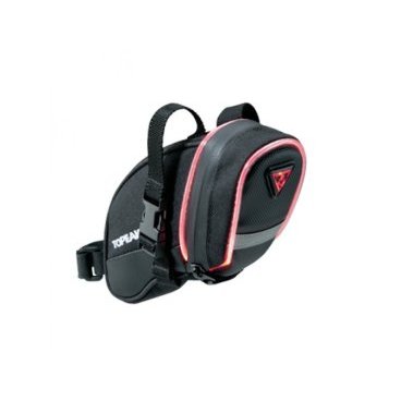 Сумка подседельная Topeak AeroWedge iGlow, светящаяся окантовка 0.5W, малый размер, TIG-AW02 Сумка подседельная Topeak AeroWedge iGlow, светящаяся окантовка 0.5W, малый размер, TIG-AW02Велосумки<br>Сумка подседельная Topeak AeroWedge iGlow, 0.5W малого размера со светящейся окантовкой. Это легкая и удобная сумка со встроенным светодиодом. Аэродинамическая форма.<br><br>Материал: 1000 denier nylon<br>Объем: 0.8 литра<br>Лампа: 1 супер яркая 0.5W красная LED и 2 красных LEDs<br>Батарейки: CR2032 x 2 (в комплекте)<br>Управление 2 режима - постоянный / мигающий<br>Запас времени (приблизительно): 50 часов постоянный / 100 часов мигающий<br>Диаметр подседельного штыря: ?25.4 - ?34.9 мм/li><br>Размер (Д x Ш x В) 15 x 5.5 x 15 см<br>Вес: 120 гр<br>