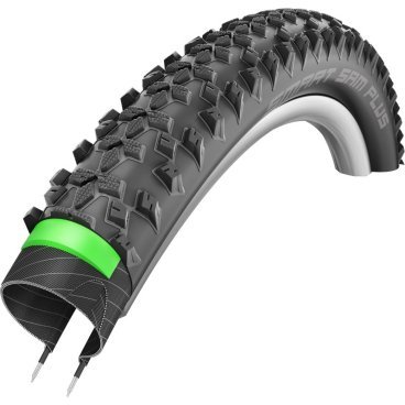 Велопокрышка SCHWALBE Smart Sam Plus 29x2.10 (54-622), GreenG\Dual, MTB, черная , 11100699 Велопокрышка SCHWALBE Smart Sam Plus 29x2.10 (54-622), GreenG\Dual, MTB, черная , 11100699Велопокрышки<br>Производитель: Schwalbe. Нужна классная, надежная, и что не мало важно, универсальная покрышка? Тогда Schwalbe SMART SAM то, что Вам нужно. Ни с чем не сравнимая по рисунку протектора MTB шина. Наличие центральной дорожки из блоков протектора, обеспечивает комфортное движение по асфальту и твердому грунту. Классное сцепление с поверхностью, прогнозируемое поведение в поворотах, сохранение контроля над байком, даже при больших наклонах колеса, все это благодаря внедорожному компаунду. Если нет трассы, а есть только направление движение - SMART SAM отлично справится с этой задачей. Боковины покрышки имеют специальную защиту от порезов - Snake skin.<br>Характеристики:<br>Размер: 29x2.10 (54-622)<br>Рекомендуемое давление: 2,0-4,0 Бар, 30-55 PSI.<br>Нагрузка: 110 кг.<br>Корд: Wired ( металлический )<br>Компаунд: Dual (два различных компонента в компаунде для лучшего «поведения» шины)<br>Версия: SnakeSkin, GreenGuard (легкий гибкий препятствующий задирам слой на боковинах шины. Изготовлен из натуральной резины и усилен волокнами KEVLAR®. Вместе с каркасом плотностью 50 EPI)<br>EPI: 67.<br>Вес: 885 грамм.<br>Цвет: черный.<br>