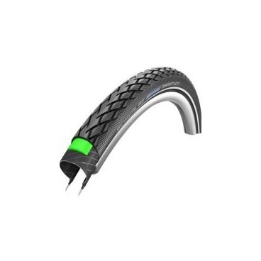 Велопокрышка Schwalbe Marathon 24x1.75 (47-507) Perfomance, 11100149 Велопокрышка Schwalbe Marathon 24x1.75 (47-507) Perfomance, 11100149Велопокрышки<br>Размеры: 24x1.75 (47-507)<br>Профиль: HS420<br>Цвет: Black-Reflex (Черный с светоотражающей полосой)<br>Материал/Версия: Endurance/ Perfomance<br>Назначение: Туризм/ Город.<br>Каркас: Проволочный<br>Боковина: Twin<br>Защита: GreenGuard<br>Вес: 800 гр.<br>Макс нагрузка: 95 кг (на одно колесо)<br>Оценка по скоростным характеристикам: 4 из 6<br>Оценка по сцеплению: 4 из 6<br>Оценка по защите от проколов: 5 из 6<br>Оценка по сроку службы: 5 из 6<br>Рекомендуемое давление в шинах: 3.0-5.0 Bar<br>Шина пригодна для использования на электро велосипедах с макс. скоростью 50 км/ч.<br><br>Семейство шин Marathon - классика жанра! Впервые шина Marathon от Schwalbe была поставлена на велосипед более 20 лет назад. Она стала первой в мире высоко качественной шиной для туризма.<br><br>Очередной потомок этого семейства шин отличается эстетичностью вида и предельной функциональностью. Новый Marathon 2014 года имеет новый защитный слой GreenGuard-Guard. Его толщина - 3 мм. В его составе присутствуют переработанные продукты из латекса.<br><br>Новые боковины лучше выдерживают перегрузки, которые часто возникают при недостаточном давлении.<br>Компаунд Endurance существенно увеличивает долговечность. Надежная, долговечная, комфортная шина для города и загородных прогулок!<br>