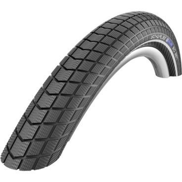 Велопокрышка Schwalbe Big Ben, 26x2.00 (50-559), RaceG\Endur, 11100556 Велопокрышка Schwalbe Big Ben, 26x2.00 (50-559), RaceG\Endur, 11100556Велопокрышки<br>Комфортная шина для прогулок по городу с отличными ездовыми характеристиками.<br>Пригодны для использования на электро велосипедах с макс.скоростью 50 км/ч.<br><br>Характеристики<br><br>Назначение: Туризм, город<br>Протектор: HS439, слик<br>TPI: 67<br>Каркас: Проволочный<br>Боковина: Lite<br>Защита: RaceGuard<br>Размер: 26x2.00 (50-559)<br>Материал/Версия: Endurance/ Perfomance<br>Давление: 2.5-5.0 Bar, 35-70 PSI <br>Компаунд: Endurance <br>Вес: 710 г<br>Цвет: Black-Reflex (Черный с светоотражающими полосами)<br>Нагрузка:100кг.<br>
