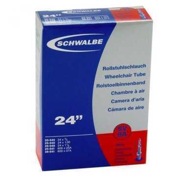 Велокамера Schwalbe 20/28-540/541 мм / 24x3/4-1 3/8, AV9A, автониппель, 10419240 Велокамера Schwalbe 20/28-540/541 мм / 24x3/4-1 3/8, AV9A, автониппель, 10419240Камеры для велосипеда<br>Велокамеры Schwalbe являются единственными в мире, удостовенными печати качества VSF all ride (германская <br>ассоциация продавцов только высококачественной продукции).Победитель теста велокамера Schwalbe SV13.<br><br>Велокамеры Schwalbe удерживают воздух значительно дольше, потому что качеству и чистоте материала уделяется <br>максимальное внимание. Каждая велокамера Schwalbe накачивается на заводе индивидуально и в течении 24 часов <br>проверяется на пропускаемость воздуха. При этом камера помещаятся в прессформу, что гарантирует стабильность толщины <br>стенок и удержание воздуха.<br><br><br><br><br> размер колеса: 20/28-540/541 мм / 24x3/4-1 3/8 дюймов<br><br> клапан: AV 9A (40 мм)<br><br> вес: 95 гр<br><br> цвет: черный<br><br> ниппель: auto/moto<br>