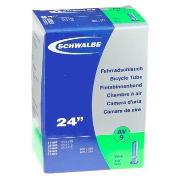 Велокамера Schwalbe 28/47-507/541 мм / 24x1.75-1 3/8, AV9, 10419310 Велокамера Schwalbe 28/47-507/541 мм / 24x1.75-1 3/8, AV9, 10419310Камеры для велосипеда<br>Велокамеры Schwalbe являются единственными в мире, удостовенными печати качества VSF all ride (германская <br>ассоциация продавцов только высококачественной продукции).Победитель теста велокамера Schwalbe SV13.<br><br>Велокамеры Schwalbe удерживают воздух значительно дольше, потому что качеству и чистоте материала уделяется <br>максимальное внимание. Каждая велокамера Schwalbe накачивается на заводе индивидуально и в течении 24 часов <br>проверяется на пропускаемость воздуха. При этом камера помещаятся в прессформу, что гарантирует стабильность толщины <br>стенок и удержание воздуха.<br><br><br><br><br> размер колеса: 28/47-507/541 мм / 24x1.75-1 3/8 дюймов<br><br> клапан: AV 9 (40 мм)<br><br> вес: 130 гр<br><br> цвет: черный<br><br> ниппель: auto/moto<br>