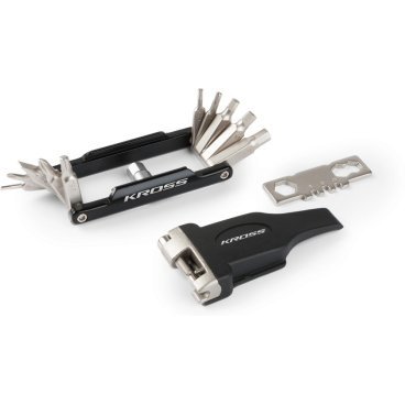 Мультитул Kross MASTER-18 функций, T4CKU000095 Мультитул Kross MASTER-18 функций, T4CKU000095Велоинструменты<br>Набор инструментов - это неотъемлемая часть оборудования каждого велосипедиста. Легкий многофункциональный набор инструментов с 18 функциями, который содержит необходимые инструменты для быстрого обслуживания велосипеда. Он пригодится как в домашней мастерской, так и в поездке за городом. Инструменты изготовлены из высококачественной хром-ванадиевой стали (CR-V) и алюминия.<br> Характеристики <br>ВИДЫ ИНСТРУМЕНТОВ:<br><br>- имбусовый ключ 2/2,5/3/4/5/6/8 мм<br><br>- отвертка плоская <br><br>- отвертка крестообразная PH1/PH2<br><br>- разжиматель цепи<br>- отвертка Torx t25<br>- гаечный ключ 8/9/10 мм <br><br>- ключ для спиц 14g/15g <br><br>- ложка для шин<br>