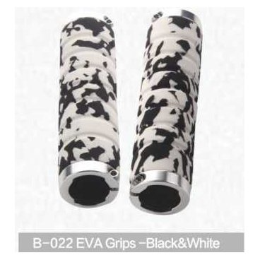 Грипсы для руля Kivi, Eva, черно-белый, B-022 Грипсы для руля Kivi, Eva, черно-белый, B-022Ручки и Рога<br>Грипсы для руля Kivi, Eva<br>Грипсы - ручки руля, т.е. насадки на концы руля велосипеда.<br>Цвет: черно-белый<br>Артикул: B-022<br>