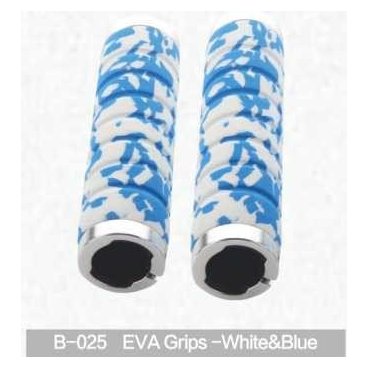 Грипсы для руля, Kivi, Eva, бело-голубой, B-025 Грипсы для руля, Kivi, Eva, бело-голубой, B-025Ручки и Рога<br>Грипсы для руля Kivi, Eva<br>Грипсы - ручки руля, т.е. насадки на концы руля велосипеда.<br>Цвет: бело-голубой<br>Артикул: B-025<br>