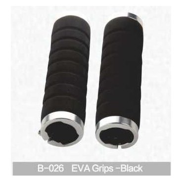 Грипсы для руля Kivi, Eva, черный, B-026 Грипсы для руля Kivi, Eva, черный, B-026Ручки и Рога<br>Грипсы для руля Kivi, Eva<br>Грипсы - ручки руля, т.е. насадки на концы руля велосипеда.<br>Цвет: черный<br>Артикул: B-026<br>