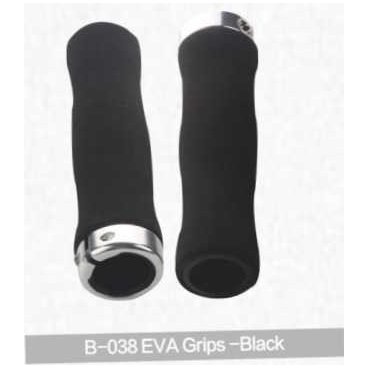 Грипсы для руля Kivi, Eva, черный, B-038 Грипсы для руля Kivi, Eva, черный, B-038Ручки и Рога<br>Грипсы для руля Kivi, Eva<br>Грипсы - ручки руля, т.е. насадки на концы руля велосипеда.<br>Цвет: черный<br>Артикул: B-038<br>