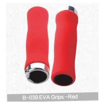 Грипсы для руля Kivi, Eva, красный, B-039 Грипсы для руля Kivi, Eva, красный, B-039Ручки и Рога<br>Грипсы для руля Kivi, Eva<br>Грипсы - ручки руля, т.е. насадки на концы руля велосипеда.<br>Цвет: красный<br>Артикул: B-039<br>