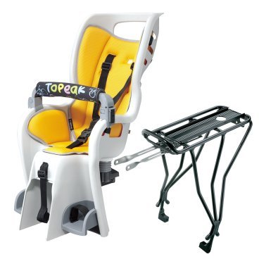 Детское кресло с багажником TOPEAK Baby Seat II, для колес 26, 27.5 и 700С, желтый, TCS2205 Детское кресло с багажником TOPEAK Baby Seat II, для колес 26, 27.5 и 700С, желтый, TCS2205Детское велокресло<br>Детское кресло из прочного пластика с безопасной конструкцией в виде кокона. Новые плечевые ремни с системой многократной регулировки по высоте. Инновационная система амортизации ударов и вибраций. Интегрированный трубчатый каркас обеспечивает дополнительную защиту головы и служит ручкой для переноски. Детское кресло TOPEAK Baby Seat II соответствует самым строгим европейским стандартам безопасности.<br> Характеристики <br>Корпус велокресла:Высокотехнологичный безопасный пластик<br>Безопасность:Регулируемые подставки для ног с ремнями<br>Трубчатый каркас<br>Ремни безопасности с множественной регулировкой<br>Полностью закрывает тело<br>Светоотражатель<br>Багажник: Алюминиевый 6061 T-6 полые трубки<br>Макс. вес: (сиденье)22 кг<br>Макс. вес: (багажник)25 кг<br><br>Вес товара3.13 кг (сиденье)<br>630 гр (багажник)<br>Совместимо с колесами 26, 27.5(650B) и 700С и дисковыми тормозами.<br>