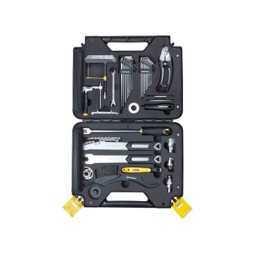Набор Topeak PrepBox, 18 инструментов в боксе, TPX-01 Набор Topeak PrepBox, 18 инструментов в боксе, TPX-01Велоинструменты<br>18 самых необходимых профессиональных инструментов для веломеханика в жестком чемодане-боксе. Съемная сумка для дополнительных инструментов. Отлично подходит для выездного механика и как домашний набор для продвинутого велолюбителя. Набор включает все необходимое для домашнего обслуживания велосипеда. Компактный набор из 18 инструментов для домашнего обслуживания профессиональных велосипедов или как аварийный набор выездного веломеханика. Позволяет выполнять основные операции по обслуживанию современного велосипеда - от простой подтяжки всех разьбовых соединений, до полной замены трансмиссии. Кейс для хранения и переноски (с индивидуальными ячейками) в комлекте. <br> Характеристики <br> Хром-ванадиевая или инструментальная закаленная сталь<br> Промышленный пластик кейса<br> Опциональный чехол<br> Размер 40.5 x 32 x 11.5 см<br> Вес 4.63 кг<br>