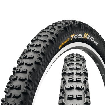 Велопокрышка Continental Trail King 2.2 foldable, 27.5x2.2, (735 гр ), черная, 01501070000 Велопокрышка Continental Trail King 2.2 foldable, 27.5x2.2, (735 гр ), черная, 01501070000Велопокрышки<br>Попадает в десятку благодаря превосходному сцеплению и неожиданно низкому сопротивлению качению. Подходит для преодоления длинных дистанций по различной местности. Благодаря выгодному соотношению цены и качества покрышки Trail King — это удачное приобретение для вашего горного велосипеда.<br><br>Центральный рисунок протектора в форме весла с глубокими канавками наклонен именно настолько, насколько требуется, чтобы обеспечить качение, превосходящее все ожидания, а благодаря открытым участкам рисунок не будет забиваться. Имеется достаточно ровной поверхности, чтобы устойчиво держаться на камнях и сложных маршрутах. Боковые шипы различной формы обеспечивают сцепление, когда необходимо совершить наклон.<br> Характеристики <br><br>Размеры: 27.5 х 2.2<br>Корд: кевларовый<br>Рекомендованное давление: 50 psi<br>Максимальное давление: 65 psi<br>Вес: 735 грамм<br>