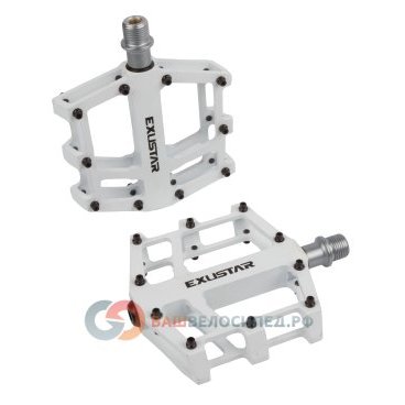 Педали для велосипеда Shimano EXUSTAR алюминий фрезеров широк. ось Cr-Mo 358г 6-526 Педали для велосипеда Shimano EXUSTAR алюминий фрезеров широк. ось Cr-Mo 358г 6-526Педали для велосипедов<br>Педали алюминиевые, литые, широкие, ось Cr-Mo, герметичные шарикоподшипники, со сменными шипами, вес 358 грамм, цвет белый<br>