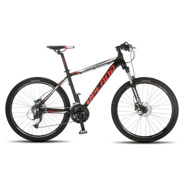 Горный велосипед Upland Vanguard 500 26 2017 Горный велосипед Upland Vanguard 500 26 2017Горные (MTB)<br>Upland Vanguard 500<br>Upland Vanguard 500 - надежный горный велосипед с колесами 26 дюймов. Велосипед оснащен оборудованием фирмы Shimano, надежными дисковыми гидравличкскими тормозами, амортизационной вилкой c ходом 100 мм, масляной пружиной и возможностью ее блокировки. Материал рамы - алюминий, это обеспечивает снижение веса всей конструкции и придает ей необходимую жесткость<br><br> <br><br><br><br><br>Общие характеристики<br><br><br>Модель<br>2017 года<br><br><br>Тип<br>для взрослых<br><br><br>Область применения<br>Горный<br><br><br>Вес велосипеда<br>13.6 кг<br><br><br>Рама, вилка<br><br><br>Наименование рамы<br>LIGHT ALUMINIUM GW01 TB TAPER<br><br><br>Материал рамы<br>Алюминий<br><br><br>Размеры рамы<br>17.5<br><br><br>Наименование вилки<br>SR SUNTOUR XCT-HLO LOCKOUT<br><br><br>Амортизация<br>Hard tail (с амортизационной вилкой)<br><br><br>Тип вилки<br>масляная<br><br><br>Ход вилки<br>100 мм<br><br><br>Колеса<br><br><br>Диаметр колес<br>26 дюймов<br><br><br>Наименование колес<br>UPLAND 29A W/KT HUBS<br><br><br>Наименование покрышек<br>KENDA 26*1.95<br><br><br>Торможение<br><br><br>Наименование тормоза<br>SHIMANO BR-TX805<br><br><br>Тип тормоза<br>дисковый механический<br><br><br>Уровень тормоза<br>прогулочный<br><br><br>Трансмиссия<br><br><br>Количество скоростей<br>27<br><br><br>Уровень переключателя<br>прогулочный<br><br><br>Наименование заднего переключателя<br>SHIMANO RD-M370<br><br><br>Наименование переднего переключателя<br>SHIMANO FD-M370<br><br><br>Уровень манеток<br>прогулочный<br><br><br>Наименование манеток<br>SHIMANO SL-M370<br><br><br>Система<br>UPLAND INTEGRATED BB<br><br><br>Тип посадочной части вала каретки<br>Hollowtech<br><br><br>Количество звезд системы<br>3, число зубьев 44-32-22<br><br><br>Конструкция педалей<br>классическая<br><br><br>Руль<br><br><br>Наименование руля<br>UPLAND HB024<br><br><br>Конструкция руля<br>прямой<br><br><br>Вынос<br>Upland HS003<br><br><br>Седло<br><br><br>Наименование седла<br>UPLAND 1331<br><br><br>Подседельный штырь<br>Upland SP004<br><br><br><br><br> <br>