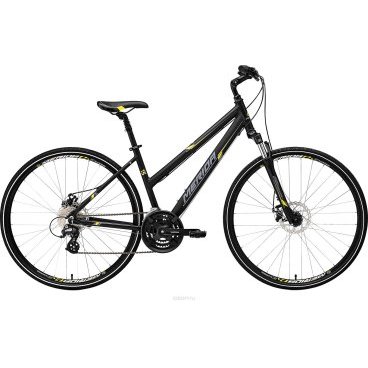 Горный велосипед Merida Crossway 15-MD Lady 2017 Горный велосипед Merida Crossway 15-MD Lady 2017Женские<br>Женский велосипед Merida Crossway 15-MD-lady 2017 года выпускается в размерах от 16 до 24 дюймов, что подойдет как невысоким женщинам, так и женщинам модельного роста. У велосипеда Merida Crossway 15-MD-lady гибридный тип, на нем можно комфортно ездить по городу и по загородным грунтовым дорогам. Тормоза отлично срабатывают на нажатие, но при этом не стремятся полностью заблокировать колеса. Это удобно при торможении на высоких скоростях. Посадка Merida Crossway 15-MD-lady - на 30 градусов, вынос руля можно регулировать, как и его высоту. Подседельный штырь амортизирует дорогу вместе с пружинно-эластомерной вилкой.<br>Рама и амортизаторы<br><br>РамаCrossway DT-D<br>ВилкаSR NEX 63<br>Вес всего велосипеда<br>Цепная передача<br><br>МанеткиShimano EZ fire 8<br>Передний переключательShimano TY8s 48<br>Задний переключательShimano Altus 8<br>КареткаCartridge Bearing<br>КассетаSunrace CS8 11-32<br>Количество скоростей24<br>ЦепьChain 8s<br>ПедалиPP pedal<br>Колеса<br><br>Диаметр28.0<br>ОбодаMerida D<br>Спицыucp steel<br>ВтулкаAlloy Disc<br>ПокрышкаCross 700 40C<br>Компоненты<br><br>Передний тормозJACK Mechanical 160<br>Задний тормозJACK Mechanical 160<br>ГрипсыMERIDA kraton<br>РульMERIDA Comp 660 R25<br>Рулевая колонкаThread set<br>СедлоCross lady<br>Подседельный штырьSuspension 27.2<br>РазработкаТайвань<br>ПроизводствоКНР (Тайвань)<br>