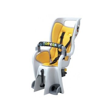 Детское кресло с багажником BabySeat II TOPEAK, под колесо 26 V-brake, цвет кресла жёлтый, TCS2204 Детское кресло с багажником BabySeat II TOPEAK, под колесо 26 V-brake, цвет кресла жёлтый, TCS2204Детское велокресло<br>Детское велокресло Topeak Baby Seat II с багажником, 26, 27.5 (650B) & 700C, V-brake, жёлтое. Максимальный вес до 22 кг. Подходит к большинству типов велосипедов. Кресло оснащено двумя амортизаторами для поглощения ударов и неровностей дороги. Багажник совместим с дисковыми тормозами.<br><br>Особенности:<br><br>велокресло оснащено двумя амортизаторами для поглощения ударов неровной дороги<br>лёгкосъёмный механизм с дополнительным надежным фиксатором<br>мягкая прокладка<br>шеститочечный ремень безопасности с регулировкой по высоте и длине<br>защита ног от попадания в спицы<br>легкая регулировка подставок для ног на эксцентрике с шагом 0,5 см<br>передний поручень безопасности в мягком чехле (Поручень удерживает самых маленьких в правильном положении, за него им удобно держаться, а ещё к нему можно подвесить любимые игрушки, чтобы в дороге крохе не было скучно)<br>эргономическая форма сидения создана чтобы обезопасить ребёнка от боковых ударов<br>светоотражатель на спинке сидения<br>отверстия в спинке сидения для вентиляции<br>отверстие в верхней части спинки для удобного расположения шлема на голове сидящего ребенка<br>кресло соответствует европейским стандартам безопасности<br>Все это позволит Вашему малышу путешествовать с большим комфортом рядом с Вами<br><br>Цвет: Желтый<br>Материал: Пластик/алюминий<br>Размеры кресла (ДхШхВ): 58,8х39,5х77,4 см<br>Размеры багажника (ДхШхВ): 34х23х40 см<br>Допустимый вес ребенка: 22 кг<br>Допустимый вес для багажника: 25 кг<br>Вес велокресла: 3130 г<br>Вес багажника: 580 г<br>