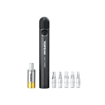 Динамометрический инструмент с набором бит/головок Topeak Nano TorqBar 5, 5Nm, TT2565 Динамометрический инструмент с набором бит/головок Topeak Nano TorqBar 5, 5Nm, TT2565Велоинструменты<br>Nano TorqBar - это самый тонкий пресетный динамометрический ключ, но не позволяйте его размеру вас обманывать. Это высокоточный инструмент высокого качества для домашнего механика, профессионального магазина велосипедов или собственного кармана джерси. Его усовершенствованная конструкция ограничения крутящего момента последовательно применяет точные значения крутящего момента на болтах компонентов для обеспечения безопасности и предотвращает повреждение дорогостоящих карбоновых деталей. Включает предустановленный TorqBit 4 Нм и 5 самых популярных инструментов (3/4/5 мм hex & T20 / T25 Torx®). Два ваших любимых бита можно носить в ручке Nano TorqBar для немедленного использования и еще большей мобильности во время поездок.<br><br>Материал кормуса: Aluminum / Engineering grade plastic<br>Материал инструмента: нержавеющая сталь<br>Биты: 3 / 4 / 5 мм; T20, T25<br>Размер: 12 x 1.6 x 1.6 cm<br>Вес: 62 g / 2.19 oz (Tool w/ 1 TorqBit & 2 bits)<br>
