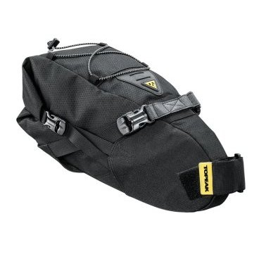 Туристическая подседельная велосумка TOPEAK BackLoader, 6.0 L, черная, TBP-BL1B Туристическая подседельная велосумка TOPEAK BackLoader, 6.0 L, черная, TBP-BL1BВелосумки<br>Высококачественный продукт для легковесного туризма от Topeak. Представляет из себя альтернативу громоздким багажникам и сумкам типа штаны. Оснащена несколькими утяжками для создания общей жесткости конструкции. Имеет обновленную систему фиксации к рамкам седла, предотвращающую раскачивание сумки во время педалирования. Обладает высокой износостойкостью, влагозащита обеспечивается качеством материалов и внутренним герметичным чехлом со встроенным воздушным клапаном для стравливания лишнего воздуха. В задней части имеется крепления фонарей безопасности. Совместима практически со всеми горными и шоссейными велосипедами. <br>Объем 6 л<br>Размеры 500х160х150 мм<br>Материалы изготовления: облегченный водонепроницаемый нейлон, полиэтилен<br>Индекс водонепроницаемости внутреннего чехла 10,000 мм<br>Особенности: водонепроницаемый внутренней чехол, клипса для фонарей безопасности, кнопка стравливания воздуха<br>