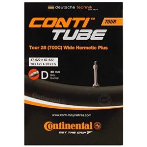 Камера для велосипеда Continental Tour 28 wide Hermetic Plus, 54-584/62-622, ниппель Dunlop, 182151 Камера для велосипеда Continental Tour 28 wide Hermetic Plus, 54-584/62-622, ниппель Dunlop, 182151Камеры для велосипеда<br>Continental Tour Wide 28 — это высококачественные легкие камеры для использования с покрышками 28 шириной 1.75-2.5.<br><br>Все камеры Continental производятся по технологии бесшовной вулканизации, обеспечивающей равномерную округлость и высокую надежность в месте соединения ниппеля. Каждая камера проходит 100% строгий контроль качества.<br><br> Размер камеры: 28 x 1.75-2.5<br> Клапан: Dunlop<br> Длина ниппеля: 40 мм<br> Вес: 225 г<br>