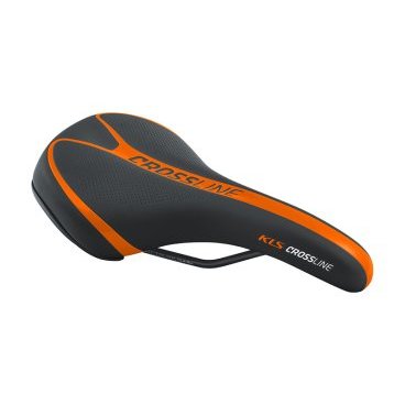 Седло для велосипеда KELLYS CROSSLINE, MTB, 262х175 мм, технология zone cut, чёрно-оранжевое Седло для велосипеда KELLYS CROSSLINE, MTB, 262х175 мм, технология zone cut, чёрно-оранжевоеСедла для велосипедов<br>Седло Kellys CROSSLINE имеет специальную форму больше подходящую для мужчин. Используется безшовная технология, не натирает между ног. Изготовлено из высокоплотной пены для большего комфорта. Гибкое соединение рельс и платформы для лучшего поглащения вибрации. Шкала для точной регулировки и настройки.<br>