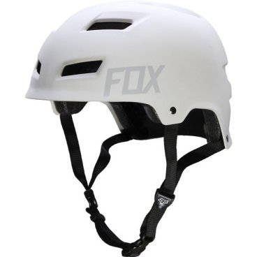Велошлем Fox Transition Hard Shell Helmet, матовый белый Велошлем Fox Transition Hard Shell Helmet, матовый белыйВелошлемы<br>Оригинальный шлем-котелок для дёрт-джампинга и паркового катания. Корпус шлема изготовлен из ударопрочного композита; увеличенная затылочная часть обеспечивает дополнительную безопасность, а грамотно расположенные отверстия для вентиляции – оптимальную циркуляцию воздуха внутри шлема.<br><br><br><br>ОСОБЕННОСТИ<br><br><br><br>Материал корпуса: ударопрочный композит<br><br>Увеличенная затылочная часть<br><br>Фирменная система фиксации<br>