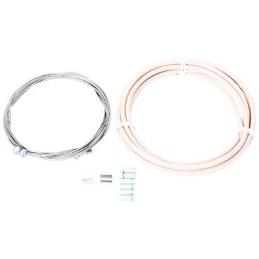 Рубашка и тросик переключения Kore Compressionless Gear Cable, белый, KGCKP04200SSWAT Рубашка и тросик переключения Kore Compressionless Gear Cable, белый, KGCKP04200SSWATТросики и Рубашки<br>Набор рубашек и тросов для переключателей вашего велосипеда! Данный комплект значительно увеличивает производительность и отдачу в работе переключателей скоростей. Мульти-направленный сердечник не даёт рубашке изгибаться, сохраняя жёсткость и предотвращая возможную потерю тормозного усилия. Специальный обратные наконечники предотвращают возможное задевание тросика и неравномерную работу, тросик всегда движется максимально свободно.За счёт этого не только улучшается работа тормозов и повышается эффективность, но также значительно продлевается срок эксплуатации.<br><br><br><br>ТЕХНИЧЕСКИЕ ХАРАКТЕРИСТИКИ<br><br><br><br>Мультижильная оплетка диаметром 5 мм с полиуретановым покрытием длиной 3м<br><br>2 троса из нержавеющей стали диаметром 1.4 мм, длиной 2м<br><br>Рельефные логотипы<br><br>8 наконечников серебристого цвета с логотипами Kore<br><br>Цвет: белый<br>Вес комплекта: 96 грамм<br>