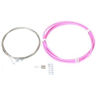 Рубашка и тросик переключения Kore Compressionless Gear Cable, розовый, KGCKP04200SSPAT Рубашка и тросик переключения Kore Compressionless Gear Cable, розовый, KGCKP04200SSPATТросики и Рубашки<br>Набор рубашек и тросов для переключателей вашего велосипеда! Данный комплект значительно увеличивает производительность и отдачу в работе переключателей скоростей. Мульти-направленный сердечник не даёт рубашке изгибаться, сохраняя жёсткость и предотвращая возможную потерю тормозного усилия. Специальный обратные наконечники предотвращают возможное задевание тросика и неравномерную работу, тросик всегда движется максимально свободно.За счёт этого не только улучшается работа тормозов и повышается эффективность, но также значительно продлевается срок эксплуатации.<br><br><br><br>ТЕХНИЧЕСКИЕ ХАРАКТЕРИСТИКИ<br><br><br><br>Мультижильная оплетка диаметром 5 мм с полиуретановым покрытием длиной 3м<br><br>2 троса из нержавеющей стали диаметром 1.4 мм, длиной 2м<br><br>Рельефные логотипы<br><br>8 наконечников серебристого цвета с логотипами Kore<br><br>Цвет: розовый<br>Вес комплекта: 96 грамм<br>