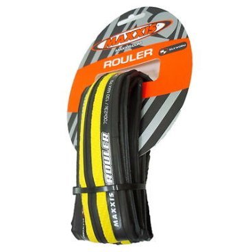 Покрышка Maxxis Rouler, 700x23C, TPI 120, кевлар, черно-желтый, TB81793300 Покрышка Maxxis Rouler, 700x23C, TPI 120, кевлар, черно-желтый, TB81793300Велопокрышки<br>Легкая, гибкая и быстрая покрышка, доступная в разных цветах. Плетение 120 TPI для более плавной езды, технология Silkworm защищает от проколов, а двойной компаунд помогает быстро и стабильно проходить повороты.<br><br>Характеристики:<br><br>Размер: 700х23с<br>Компаунд: 72а/62а<br>Корд: 120 TPI, кевларовый<br>Вес: 215 грамм<br>