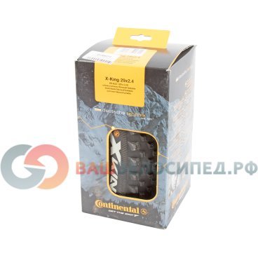 Велопокрышка Continental X-King 2.4, 29x2.4(60-622), 180TPI, борт-кевлар, черная, 100372 Велопокрышка Continental X-King 2.4, 29x2.4(60-622), 180TPI, борт-кевлар, черная, 100372Велопокрышки<br>X-King означает Cross King и предназначена для кросс-кантри и марафонских гонок, для тех ситуаций, в которых большая скорость является основным приоритетом. Разработана совместно с профессиональной командой МТБ Topeak Ergon, которая добилась многих побед с использованием этой так называемой идеальной покрышки для гонок.<br><br>Продуманный рисунок протектора обеспечивает достаточное сцепление при отличном показателе качения, практически схожем с показателями сликовой покрышки, что делает эту модель серьезный вариантом для быстрой езды. Независимо от назначения или погодных условий, сочетание покрышек X-King, Mountain King II и Race Kingwill дает победную комбинацию. Данная облегченная версия RaceSport обладает превосходной защитой от проколов; уникальный компаунд Black Chilli улучшает показатель качения, увеличивает сцепление и продлевает срок службы покрышки.<br><br>Характеристики:<br><br>Размер: 29x2.4(60-622)<br>Рекомендуемое давление: 50-65 psi ;<br>Борт кевлар<br>Отличное качение<br>Вес: 735 г<br>цвет: черная<br>