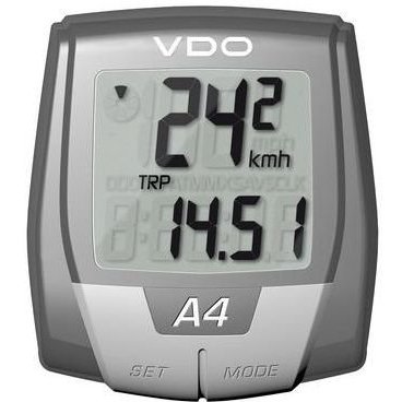 Велокомпьютер VDO A4, проводной, 4 функции, серый, 4-0100