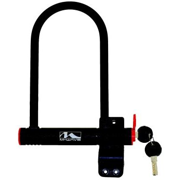 Велосипедный замок M-WAVE, U-lock, на ключ, 105 х 255 мм, с защитным колпачком, черный,  5-234010