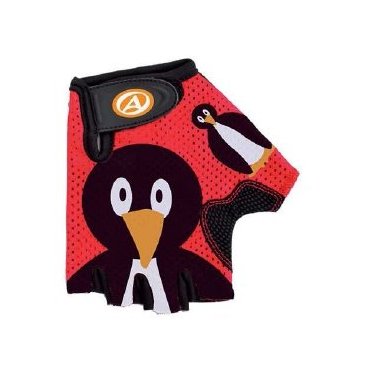 Велоперчатки подростковые AUTHOR Junior Ping, "Пингвины", красно-черные