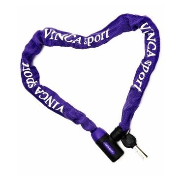 Велосипедный замок Vinca Sport, цепь, на ключ, тканевая-оболочка, 6 х 900 мм, фиолетовый, 101.759 violet
