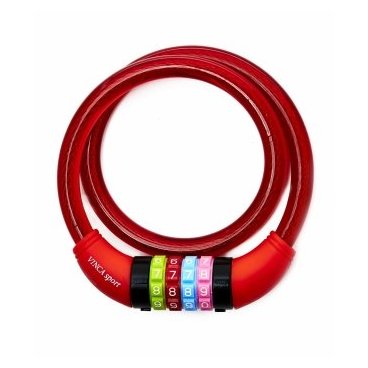 Велосипедный замок Vinca Sport, тросовый, кодовый, 12 х 650 мм, красный, 101.427 red