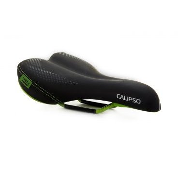 Седло велосипедное Vinca Sport, спорт, 258х172 мм, черное с зеленым, VS 04 calipco black/green