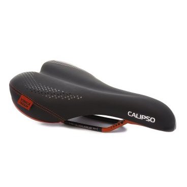 Седло велосипедное Vinca Sport, спорт, 258х172 мм, черное с красным, VS 04 calipco black/red