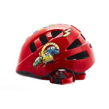 Детский шлем велосипедный с регулировкой Vinca S 48-52 см красный "машинки"