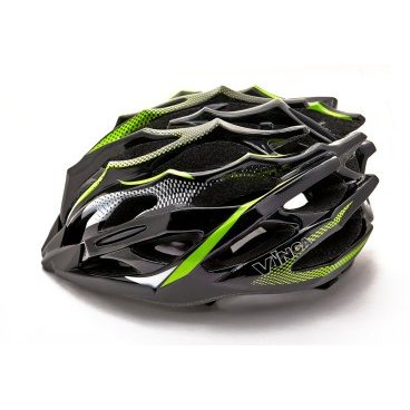 Велошлем Vinca Sport INMOLD, черный/зеленый, VSH 30 green