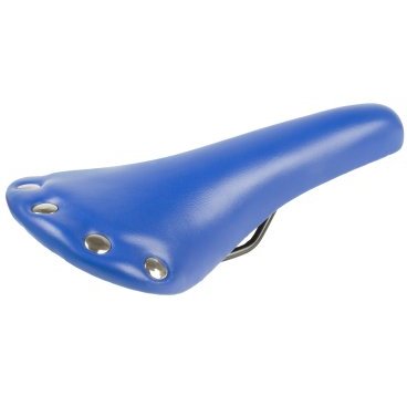 Седло велосипедное M-Wave, "под кожу", ретро-дизайн, универсальное, 278х153мм, с 6 заклепками, синее, 5-251044