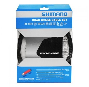 Трос+оплетка тормозные SHIMANO для BC-9000, полимерное покрытие,2 штуки, черного цвета Y8YZ98010