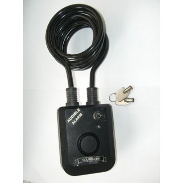 Велосипедный замок спиральный TBS, на ключ, с сигнализацией (сирена включается от сотрясения), NTB90699