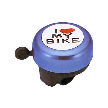 Звонок велосипедный TBS, диаметр 55мм, алюминий/пластик, "I love my bike", голубой,  JH-800AL-B