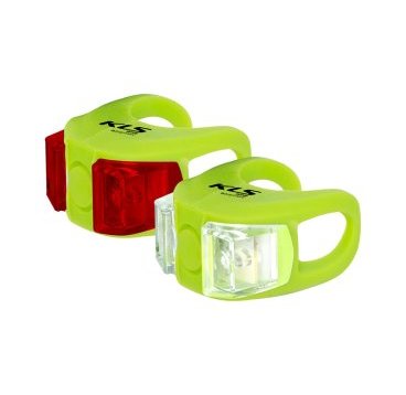 Комплект освещения KELLYS TWINS, 2 диода, 2 режима,батарейки в комплекте,зелёный, Lighting set KLS TWINS, lime green