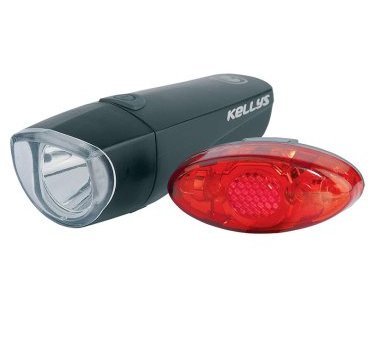 Комплект освещения KELLYS STRIKE, передняя фара, задний фонарь,  2 режима, 4 супер-ярких диода, Lighting set KLS STRIKE