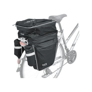Фото Велосумка на багажник KELLYS TRIAL, объем 45л, чёрная, молнии YKK, Rear pannier bag