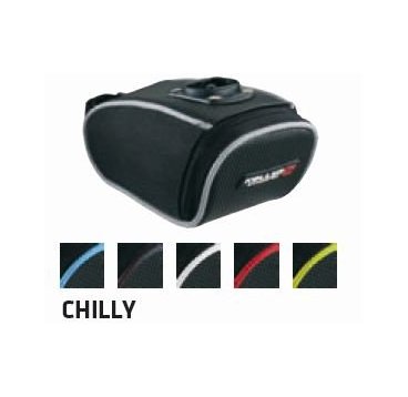 Фото Велосумка под седло KELLYS CHILLY, объем 0.5л, быстросъёмное крепление, чёрная с голубой полоской, Saddle bag CHILLY