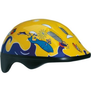 Велошлем детский BELLELLI, желто-синий с дельфинами
