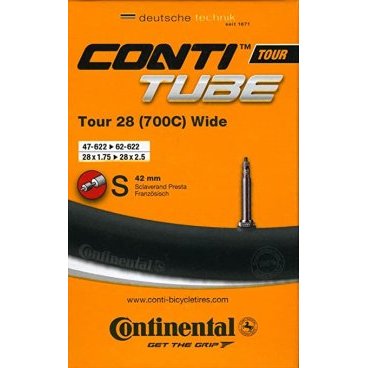 Фото Камера велосипедная Continental Tour 28" Wide, 47-622 / 62-622, S42, спортниппель, 0182161
