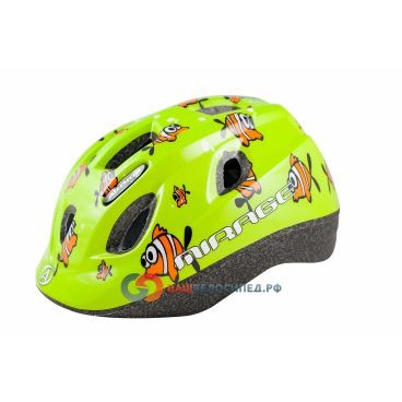 Детский шлем велоcипедный Author Mirage 124Grn Fish INMOLD 11 отверстий зеленый 48-54см